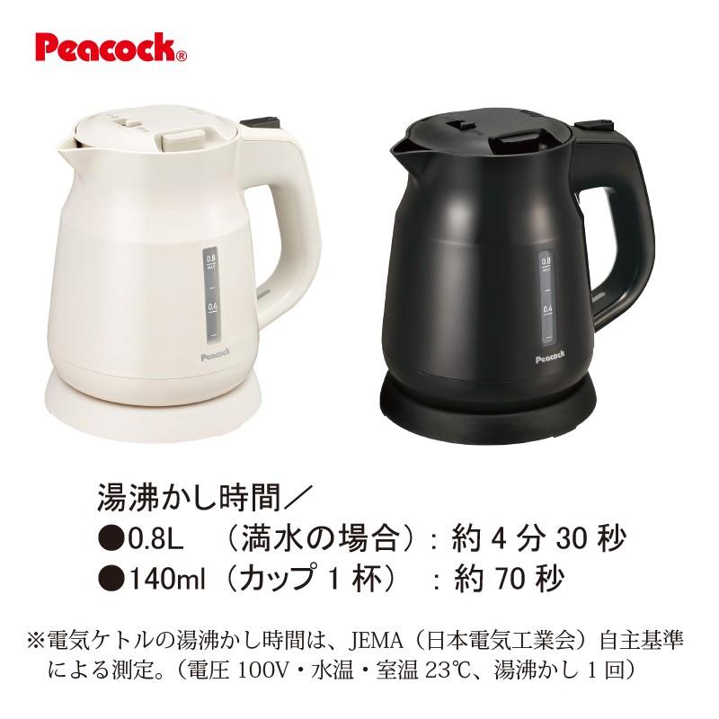 ピーコック魔法瓶工業 在庫限り 電気ケトル 0.8L ホワイト WEK-08W