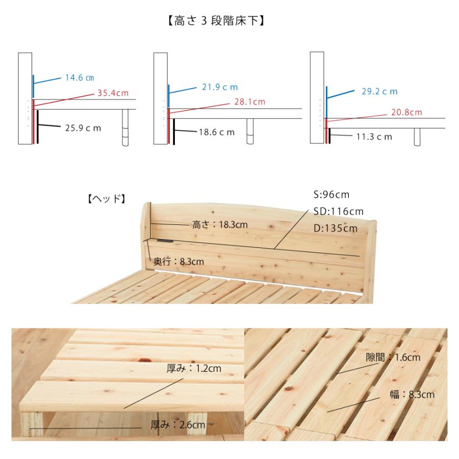 すのこベッド シングル 通常すのこ 日本製 シングルベッド 布団 使える 檜ベッド フレーム 棚付き コンセント付き スノコベッド 国産 シングルサイズ
