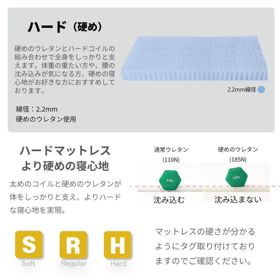 大量購入送料無料 ライト・コンセント・2杯引き出し付きベッド サイズ：シングル 日本製 ポケットコイルマットレス 夜香ハイグレード ハードタイプセット