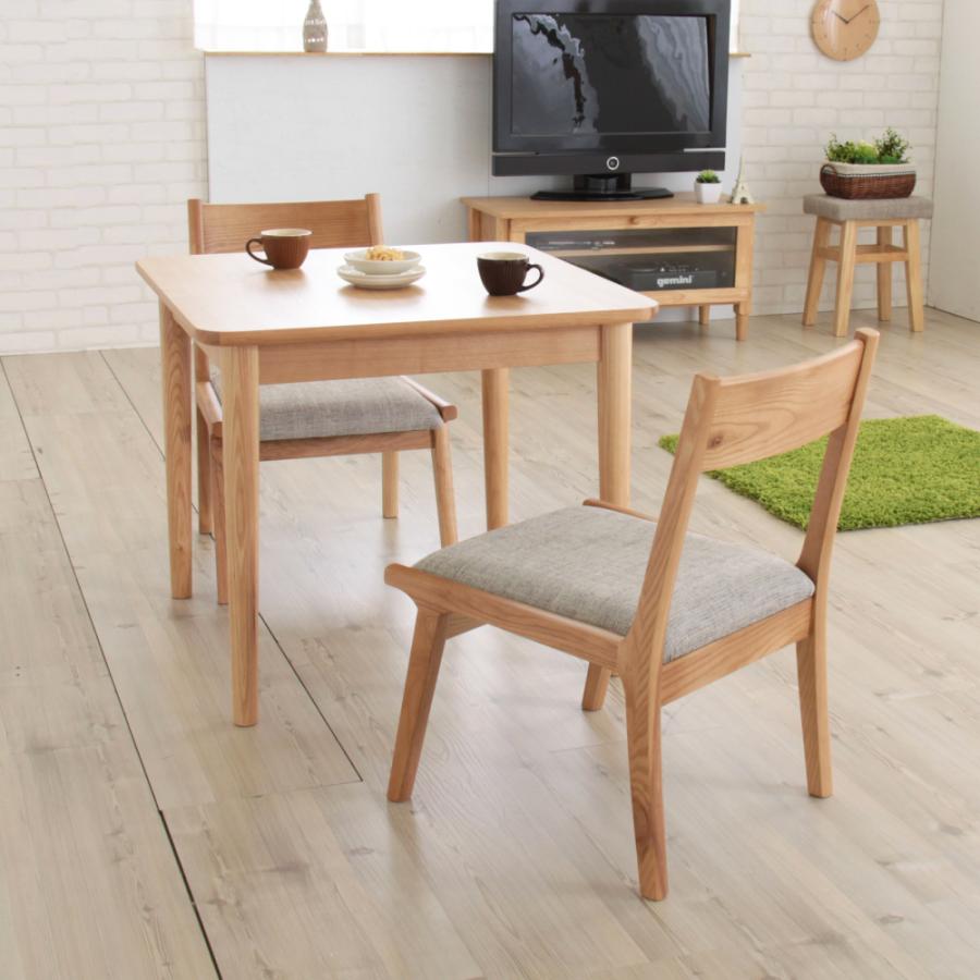 ダイニングテーブルセット Lieto2seat ダイニングセット 2人掛け 75cm×75cm 正方形 テーブル高 64cm 低め 天然木 3点セット ダイニングテーブルセット_5