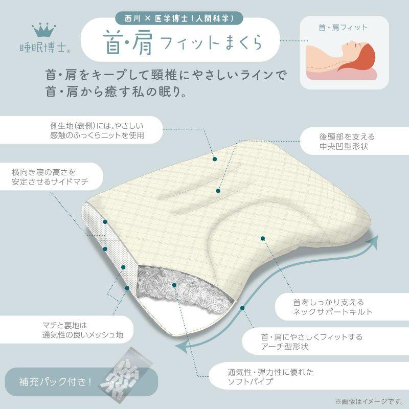 西川 睡眠博士 首肩フィット枕 54×38 E3501 枕 ピロー 首 肩 フィット まくら 肩こり 首こり マクラ 仰向き 横向き 高さ調節 高さ 調整 できる nishikawa |  | 01