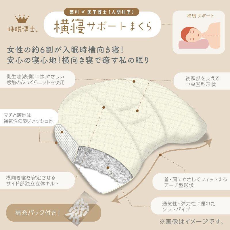 西川 睡眠博士 横寝サポート枕 56×38 E3502 枕 ピロー 横寝 まくら 肩こり 首こり マクラ 仰向き 横向き 高さ調節 高さ 調整 できる nishikawa |  | 01