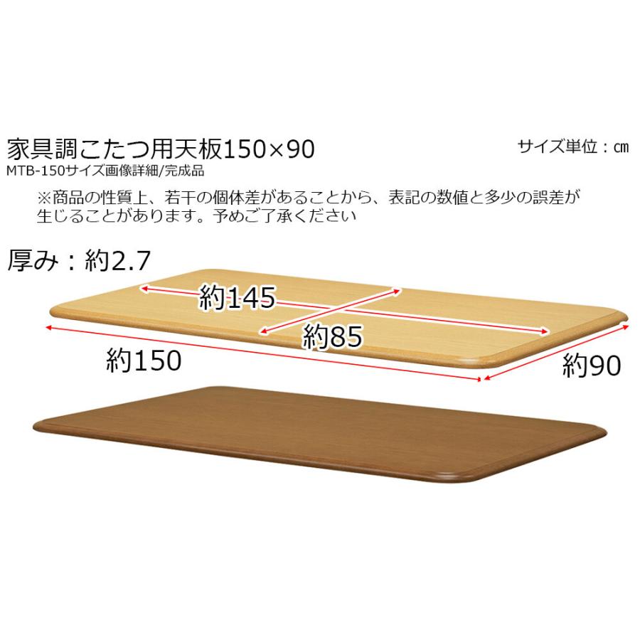 こたつテーブル天板 幅150 奥行き90 こたつテーブル天板のみ 長方形 150 天板のみ 天板 木材 こたつ天板 後付け こたつテーブル ...