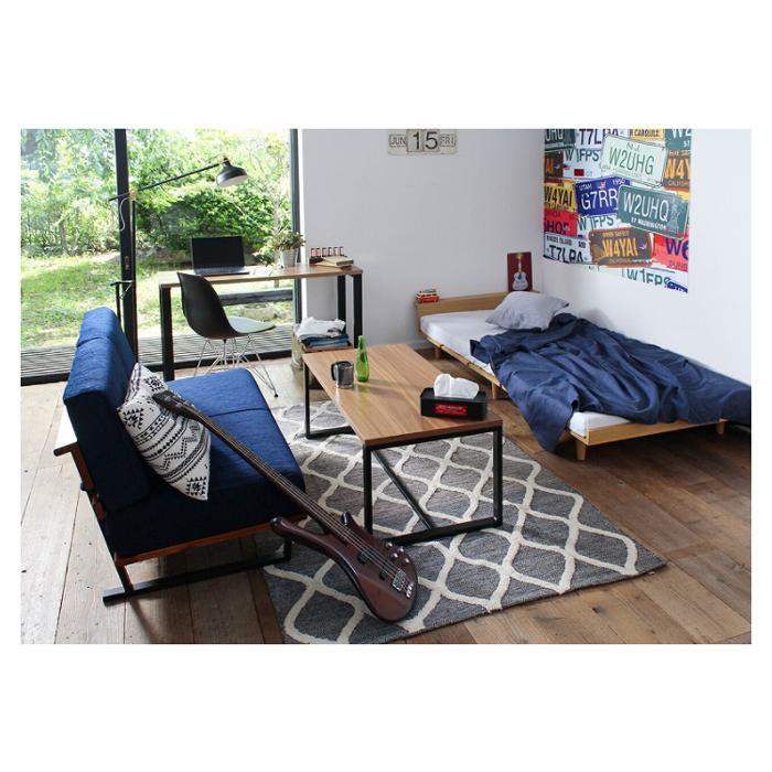 正規品 ソファ 2人掛け 天然木 スチール脚 木目 アームレス シンプル オシャレ ＭＥＮＥＳ メネス 【IQY8231307607】(29750円)