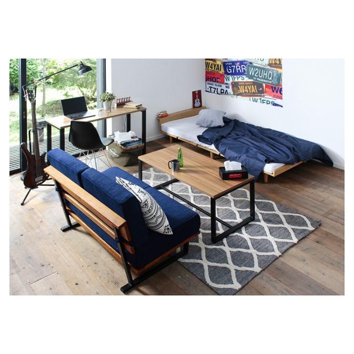 正規品 ソファ 2人掛け 天然木 スチール脚 木目 アームレス シンプル オシャレ ＭＥＮＥＳ メネス 【IQY8231307607】(29750円)