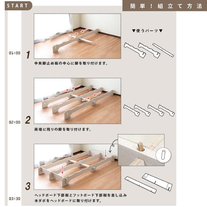 楽々簡単組立て ネジを使わないベッド シングル ベッドフレーム すのこ ベッド 組み立て 簡単 通気性 工具不要 コンセント付き ローベッド ロータイプ