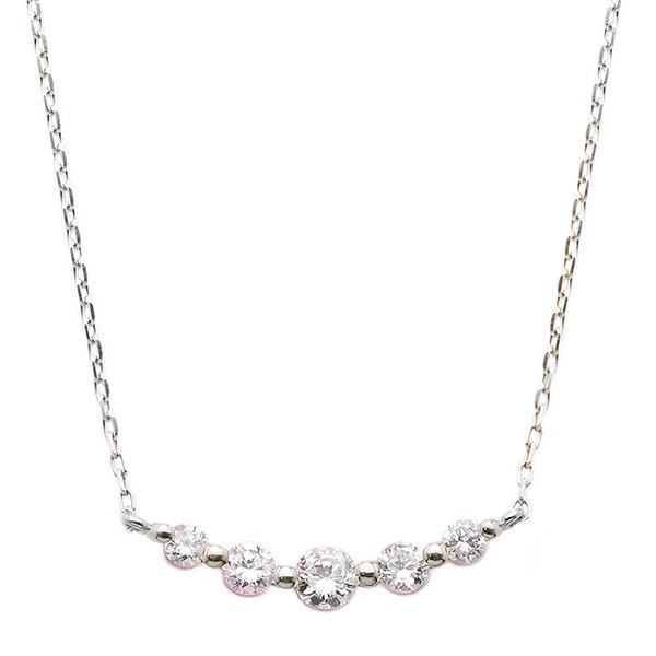 ダイヤモンド ネックレス K18 ホワイトゴールド 0.3ct 5粒 5ストーン 