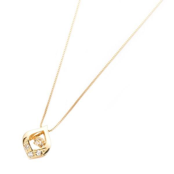 ダイヤモンド ネックレス K18 イエローゴールド 0.1ct ダンシングストーン ダイヤモンドスウィング 雫モチーフ 一粒 揺れるダイヤ ペンダント 鑑別カード付きの画像