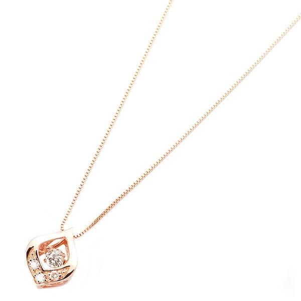 ダイヤモンド ネックレス K18 ピンクゴールド 0.1ct ダンシングストーン ダイヤモンドスウィング 雫モチーフ 一粒 揺れるダイヤ ペンダント 鑑別カード付きの画像