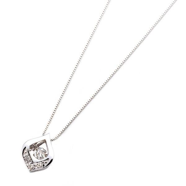 ダイヤモンド ネックレス 一粒 K18 ホワイトゴールド 0.1ct ダンシングストーン ダイヤモンドスウィング 雫モチーフ 揺れるダイヤ ペンダント 鑑別カード付きの画像