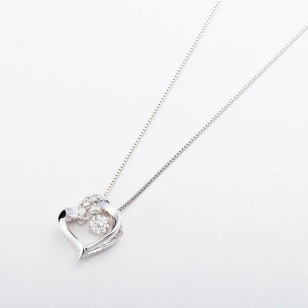 ダイヤモンドペンダント/ネックレス 一粒 K18 ホワイトゴールド 0.1ct ダンシングストーン 揺れるダイヤ ハート 正規品タグ 鑑別書付きの画像