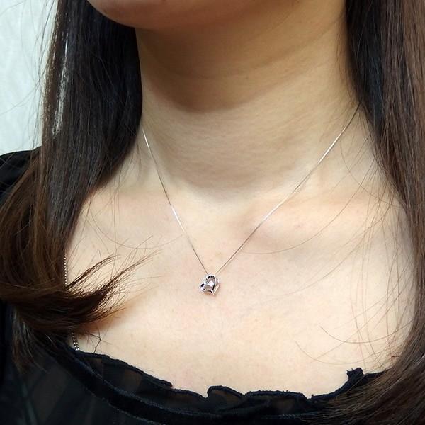 ダイヤモンドペンダント/ネックレス 一粒 K18 ホワイトゴールド 0.1ct ダンシングストーン 揺れるダイヤ ハート 正規品タグ 鑑別書付きの画像