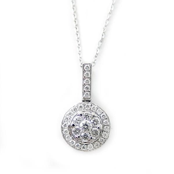 ダイヤモンド ネックレス K18 ホワイトゴールド 0.23ct 7ダイヤ コロ  