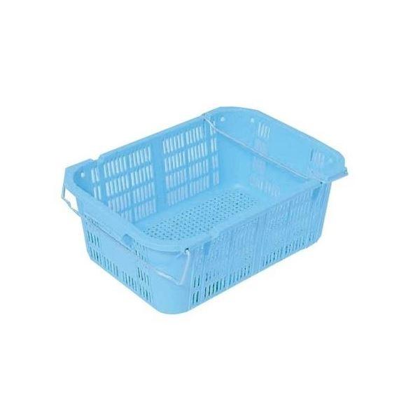 〔10個セット〕プラスケット/網目ボックス 〔No.250 金具付き〕 ブルー スタッキング金具使用時：段積み可〔代引不可〕