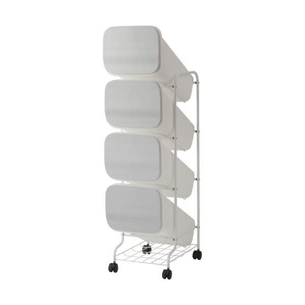 スタンド式 ダストボックス/ゴミ箱 〔メタル 19L×4段〕 高さ122cm キャスター付き 『スムース』