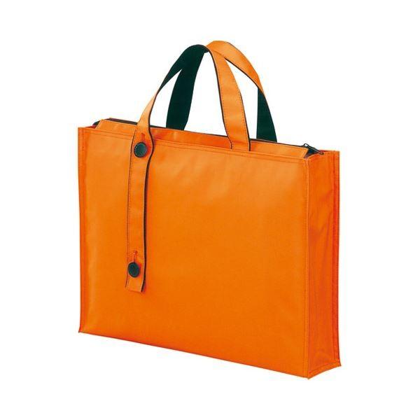 (まとめ）LIHITLAB キャリングバッグ2WAYワイド A-7651-4橙〔×5セット〕