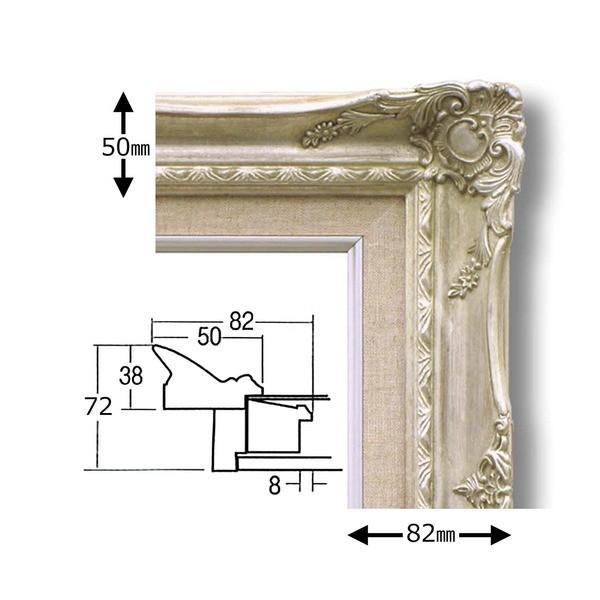 オンラインストア売上 〔ルイ式油額〕高級油絵額・キャンバス額・豪華油絵額・模様油絵額 F30号（910×727mm）シルバー