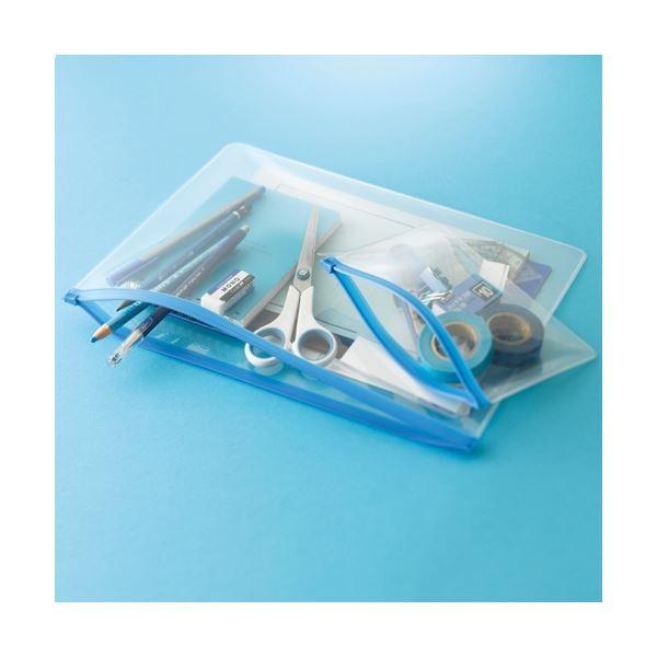 (まとめ) TANOSEE クリヤーケース（クリアケース） A3ヨコ 青 1セット（20枚） 〔×5セット〕