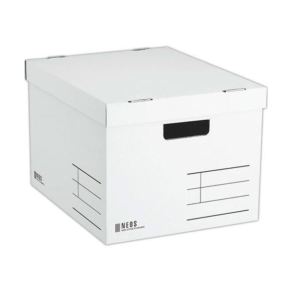 (まとめ) コクヨ 収納ボックス（NEOS）Lサイズ フタ付き ホワイト A4-NELB-W 1個 〔×10セット〕