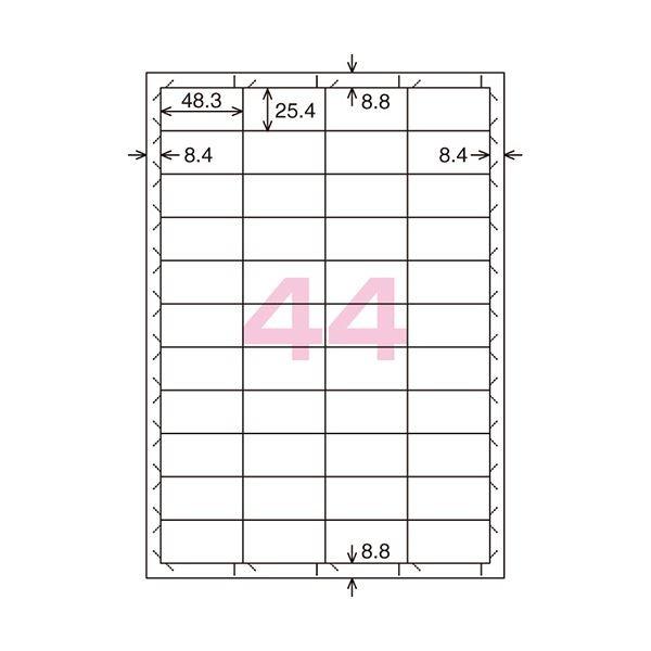 (まとめ) コクヨ プリンタを選ばないはかどりラベル(各社共通レイアウト) A4 44面 25.4×48.3mm KPC-E1441-201冊(22シート) 〔×10セット〕の画像