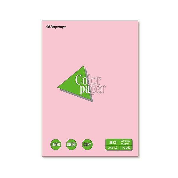 (まとめ) 長門屋商店 Color Paper A4 厚口 桃 ナ-3321 1冊（100枚） 〔×10セット〕