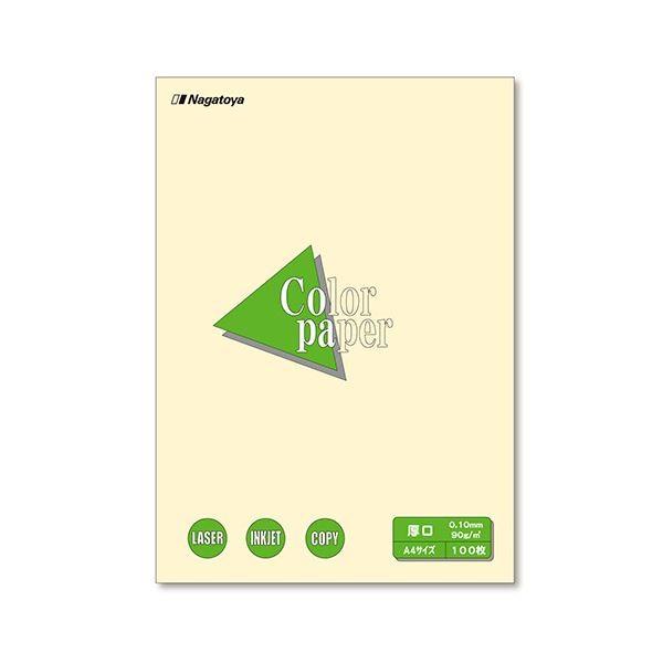 (まとめ) 長門屋商店 Color Paper A4 厚口 レモン ナ-3302 1冊（100枚） 〔×10セット〕