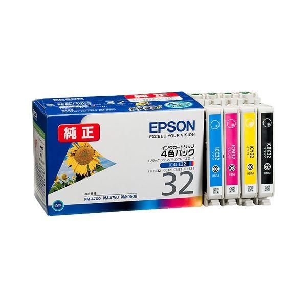 (まとめ) エプソン EPSON インクカートリッジ 4色パック IC4CL32 1箱（4個：各色1個） 〔×10セット〕