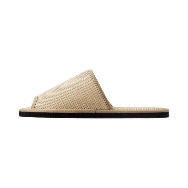 (まとめ) TANOSEE ウォッシャブル メッシュ家庭用スリッパ ベージュ 1足 〔×10仕かける〕