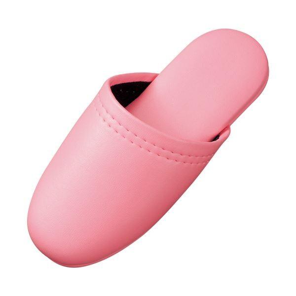 (まとめ) オーミケンシ なめし革調家庭用スリッパ(お子さん用) さくら色 1足 〔×10仕かける〕