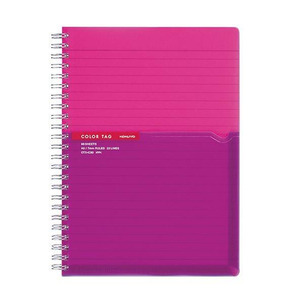 (まとめ) コクヨ ツインリングノート（カラータグ）Bi-COLOR A5 A罫 90枚 ピンク CTス-C30P 1冊 〔×30セット〕
