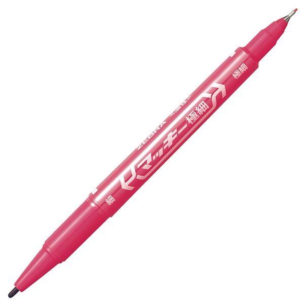 (まとめ) ゼブラ 油性マーカー マッキー極細丸芯細字+極細 ピンク MO-120-MC-P 1本 〔×100セット〕