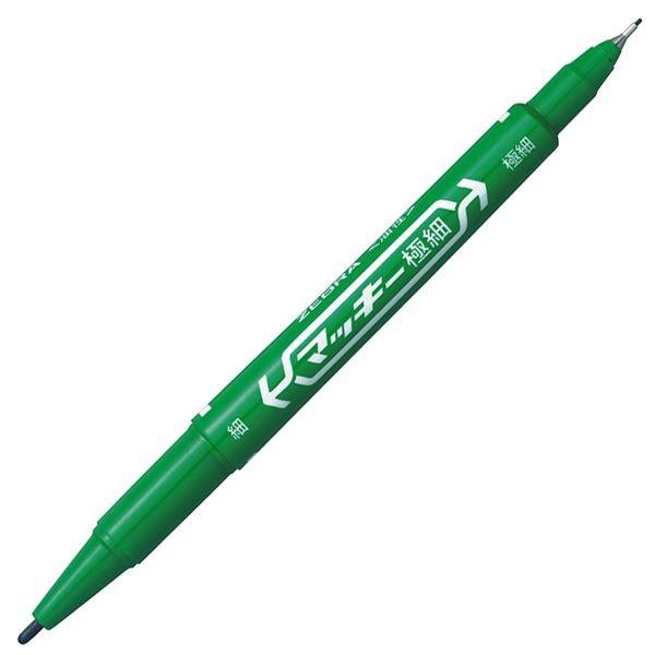 (まとめ) ゼブラ 油性マーカー マッキー極細丸芯細字+極細 緑 MO-120-MC-G 1本 〔×100セット〕