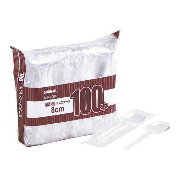 (まとめ) ミニスプーン/使い捨て食器 〔8cm 100本入〕 アウトドア パーティー 商い用 業務用 〔×100個セット〕