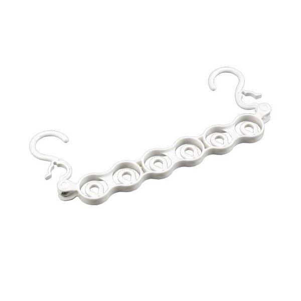 (まとめ) ハンガーホルダー/洗濯用品 〔6連〕 幅35.2×奥行2.6×高さ15.9cm ホワイト 〔×160個セット〕