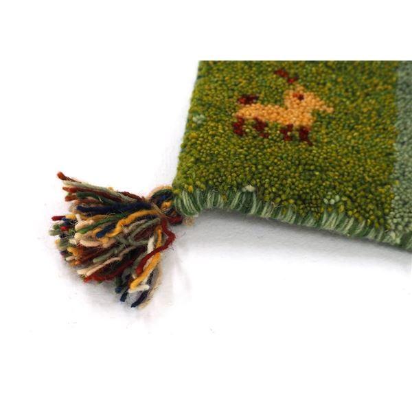 ラグマット 絨毯 約60×90cm グリーン ウール100％ 保温性 調湿効果付き