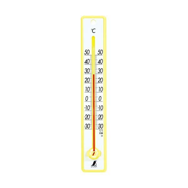（まとめ）シンワ 寒暖計 25cm イエロー48357 1個〔×10セット〕
