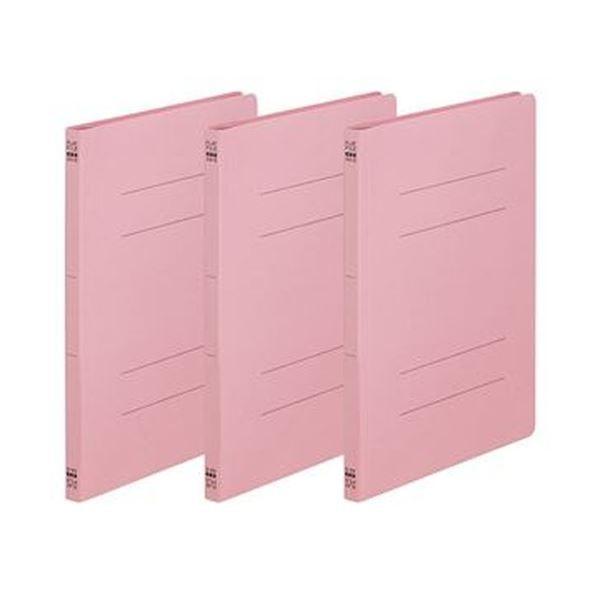 （まとめ）TANOSEE フラットファイル（ノンステープルタイプ）A4タテ 150枚収容 背幅18mm ピンク 1パック（3冊）〔×100セット〕