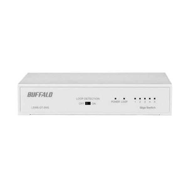 （まとめ）バッファロー Giga対応スイッチングハブ 金属筐体 電源内蔵 5ポート ホワイト LSW6-GT-5NS/WH 1台〔×3セット〕_1