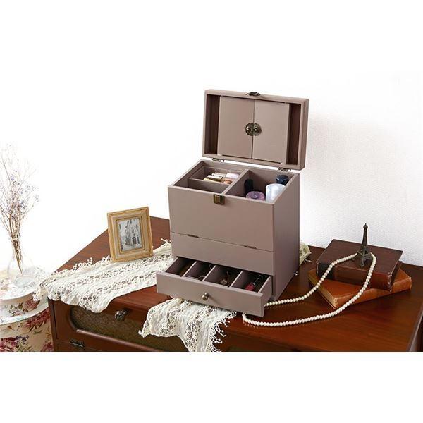 三面鏡付 コスメボックス / メイクボックス 【チャコールグレー