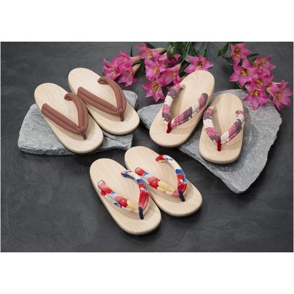 足への衝撃を和らげる 国産（日田）NEW檜サンダル（レディース/エンジ