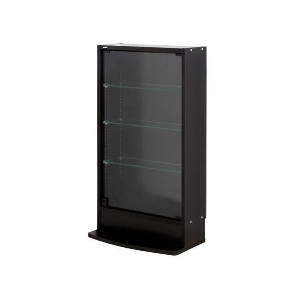 コレクションケース/収納棚 〔レギュラー ロータイプ 本体 奥行19cm ブラック〕 幅54.1cm 強化ガラス扉 棚板 〔組立品〕