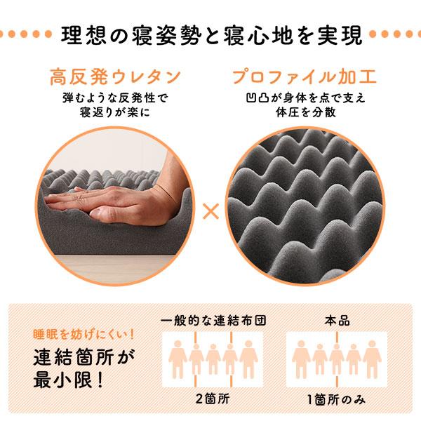 steps 　プロファイルウレタンシングル2枚　ピンク・ベージュ ファミリータイプ マットレス 〔幅240cm ダブル×1枚 シングル×1枚 4人