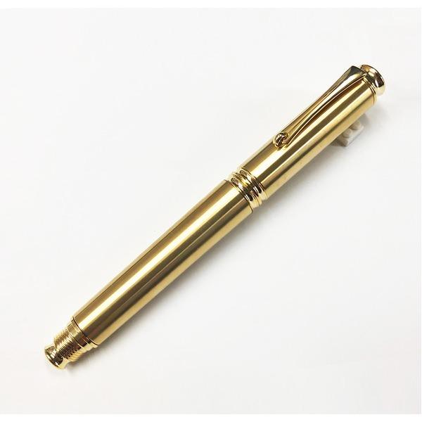 金属 万年筆/文房具 〔真鍮 ゴールドカラー〕 日本製 中太字 文具