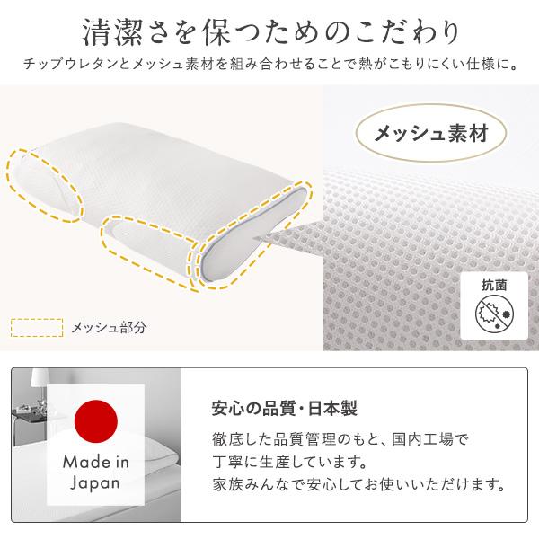 日本製〕 低反発チップ まくら/低反発枕 〔60×40cm〕 抗菌 体圧分散
