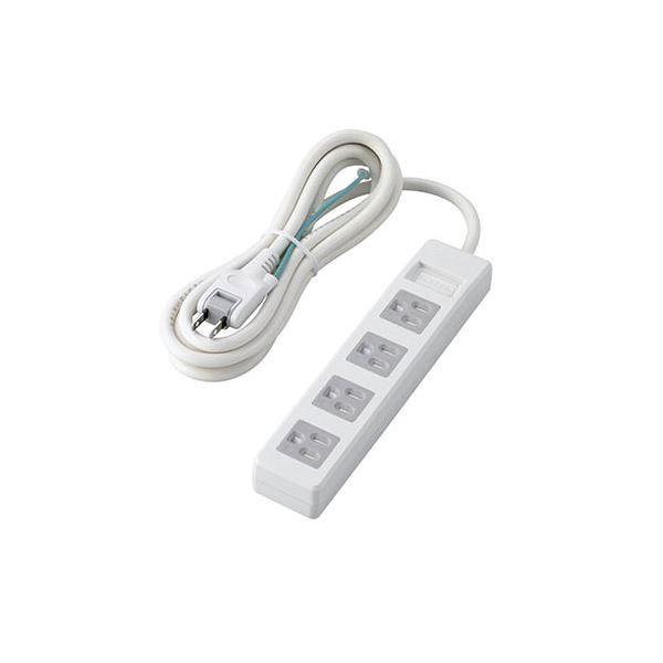 （まとめ） エレコム 3pinタップ/マグネット付/ホコリシャッター付/4個口/2.5m/ホワイト T-T1D-3425WH 〔×2セット〕