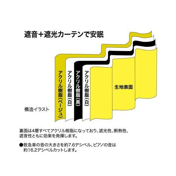 1級遮光 遮熱 遮音 ドレープカーテン/遮光カーテン 〔幅200cm×丈225cm