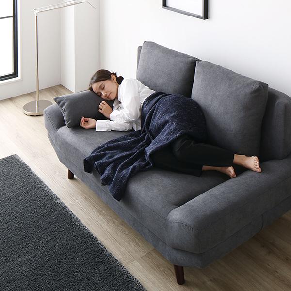 ローソファー 幅170cm 2人掛け グレー ミニクッション2個付き 脚付き