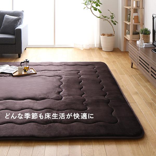 こたつ敷布団 ラグマット 約220×220cm 大判 ブラウン 正方形 洗える