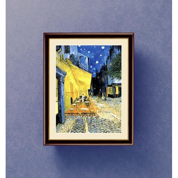 夜のカフェテラス 額付 絵画 インテリア Amazon.co.jp: 晴れの街ギャラリー 絵画 額絵 ゴッホ 『夜の