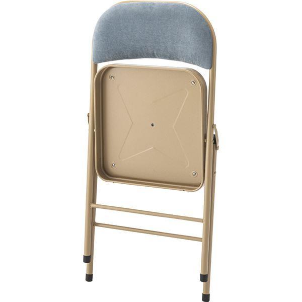 折りたたみ椅子 折りたたみチェア 幅47cm ブルー 4脚セット スチール フォールディングチェア 完成品 リビング ダイニング_3